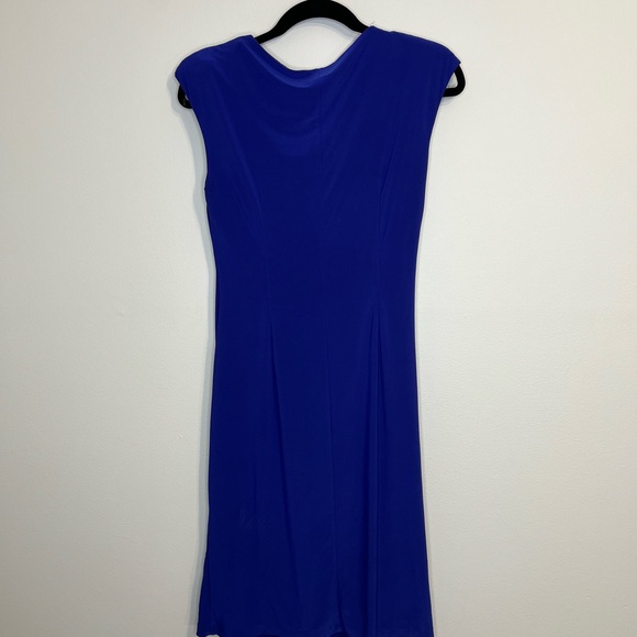 K Kasper dress size 6 purple‎ sleeveless faux wrap knee length stretch office - Picture 4 of 6
